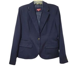 Merona Navy BlueTailored, Lined Blazer with Lime Collar Accents Size 14 NWOT
